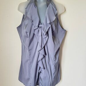 Express Gray Sleeveless Ruffled blouse size large used once excellent condition